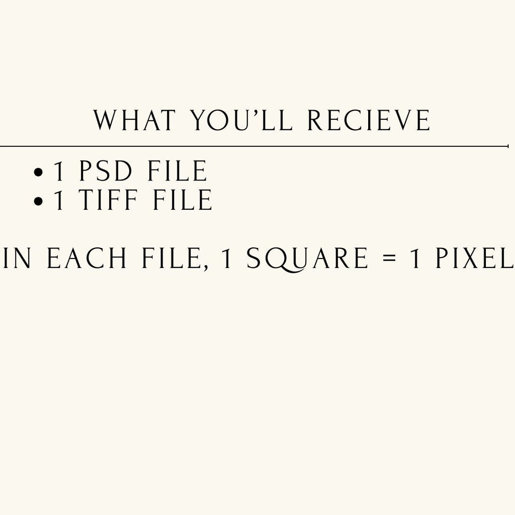 Text on a white background indicating files you will receive with purchase